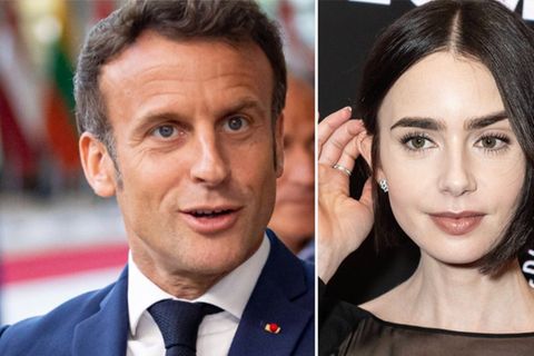 Emmanuel Macron freut sich auf Lily Collins