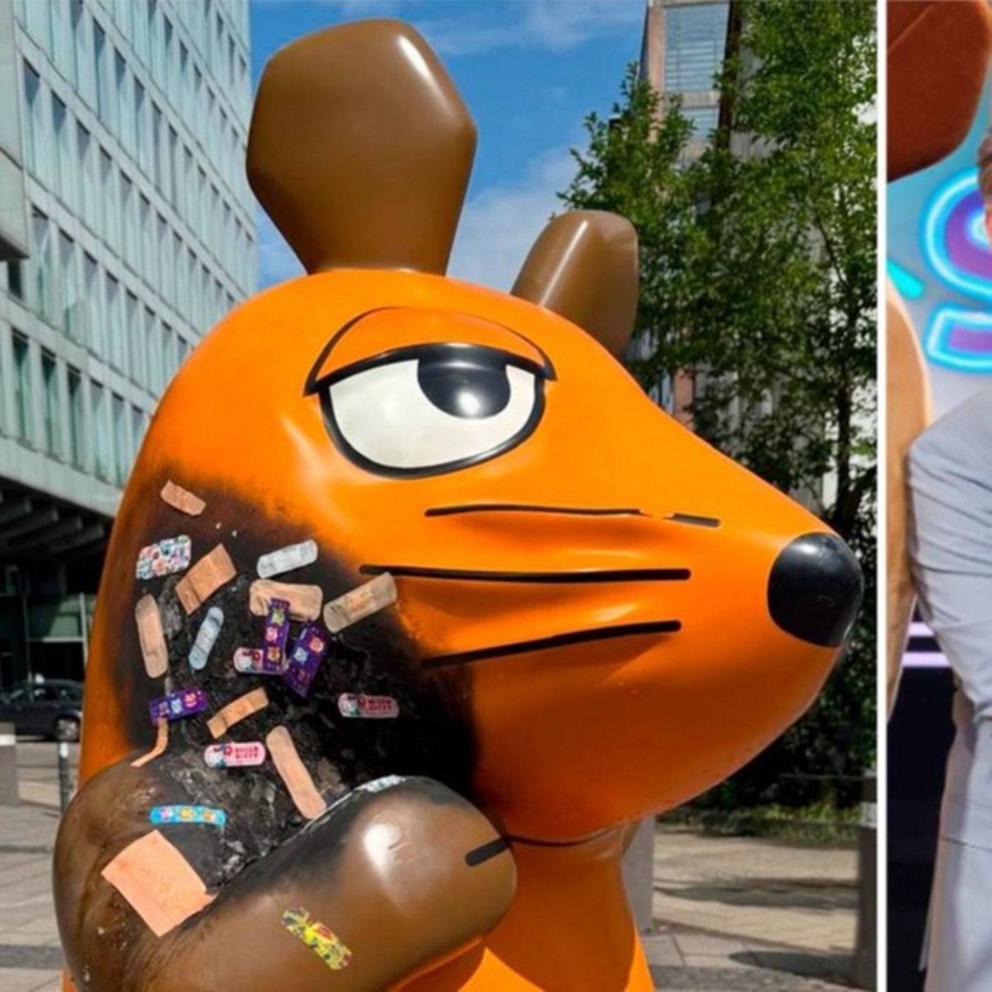 Maus wird repariert, er drückt die Daumen